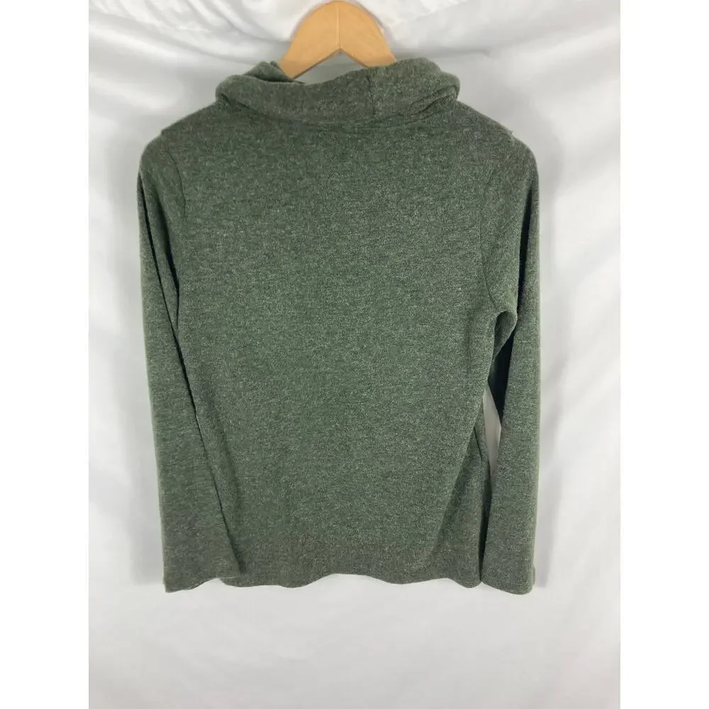 1 State Cowl Neck Layered Bottom Sweater Green Size Small